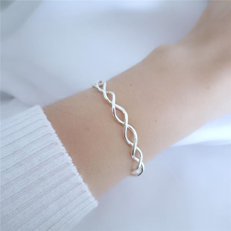 BRACELETE PRATA 925 TORCIDO 2 LINHAS