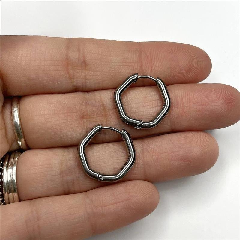 BRINCO AÇO INOX ARGOLA HEXÁGONAL PEQUENA