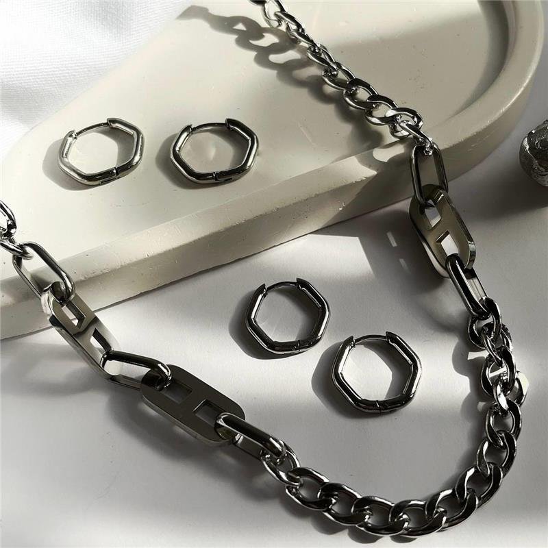 BRINCO AÇO INOX ARGOLA HEXÁGONAL PEQUENA
