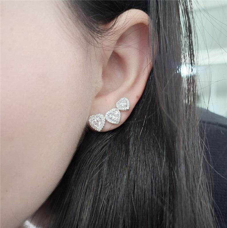 BRINCO PRATA 925 CORAÇÃO 7MM ZIRCONIAS CRAVEJADO