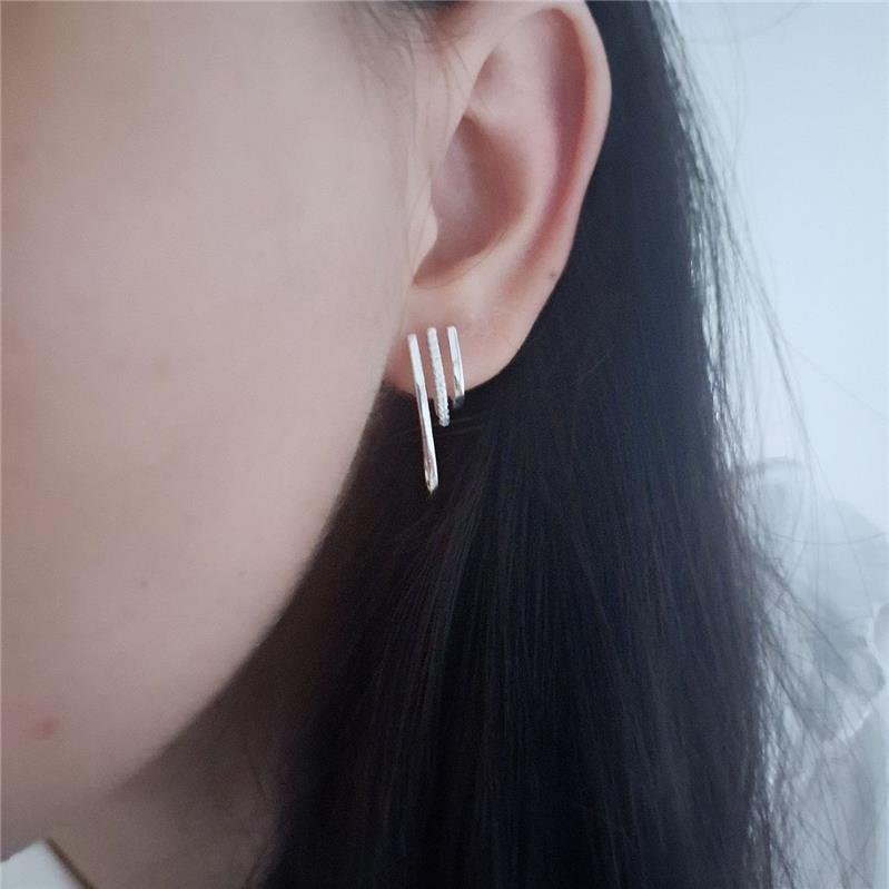 BRINCO PRATA 925 3 LINHAS CRAVEJADO