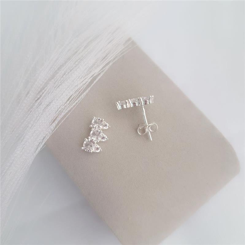 BRINCO PRATA 925 3 ZIRCÔNIAS LADO A LADO