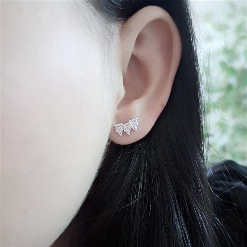 BRINCO PRATA 925 3 ZIRCÔNIAS LADO A LADO