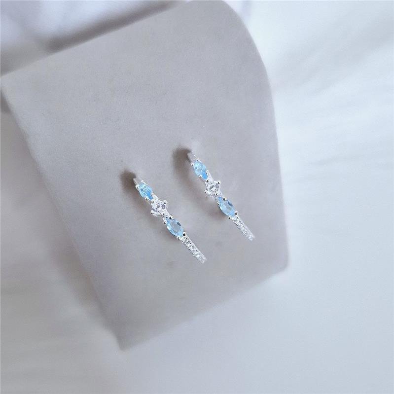 BRINCO PRATA 925 ARGOLA 2 ZIRCÔNIAS COLORIDAS