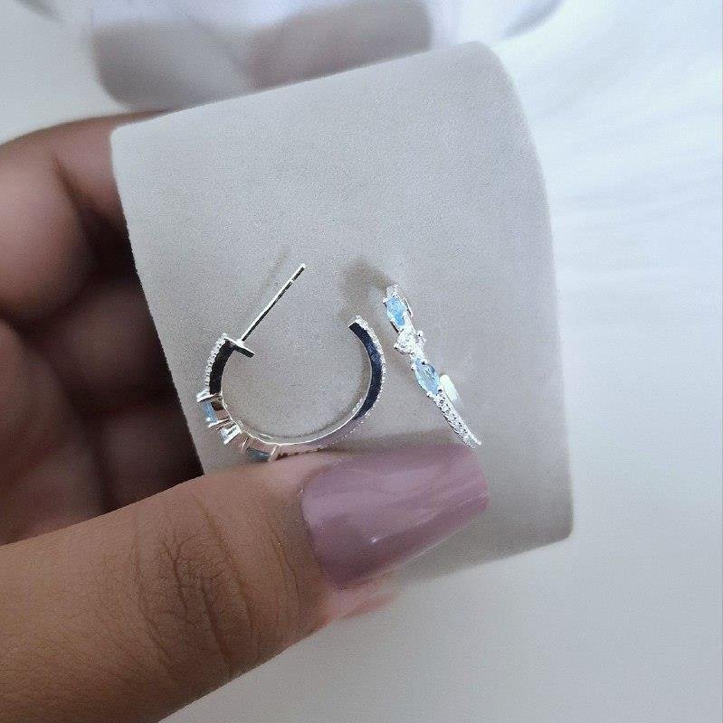 BRINCO PRATA 925 ARGOLA 2 ZIRCÔNIAS COLORIDAS