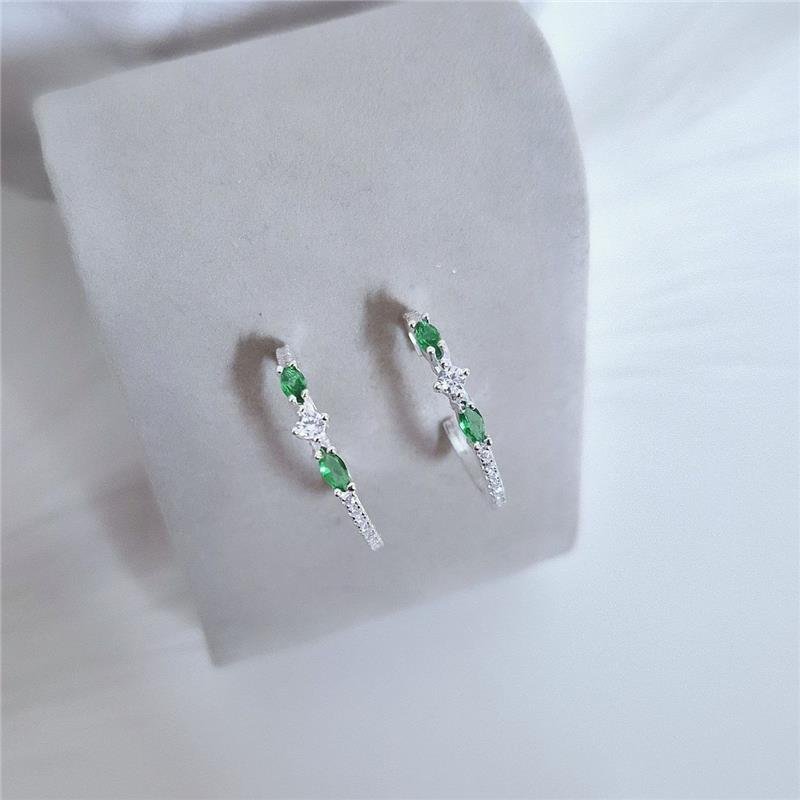 BRINCO PRATA 925 ARGOLA 2 ZIRCÔNIAS COLORIDAS