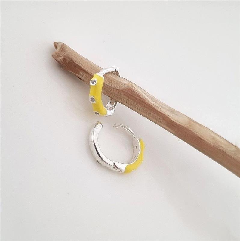 BRINCO PRATA 925 ARGOLA AMARELA COM PEDRA