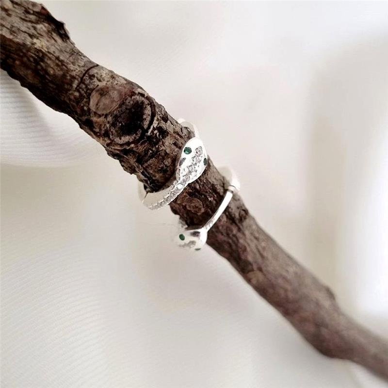 BRINCO PRATA 925 ARGOLA COBRA COM PEDRA