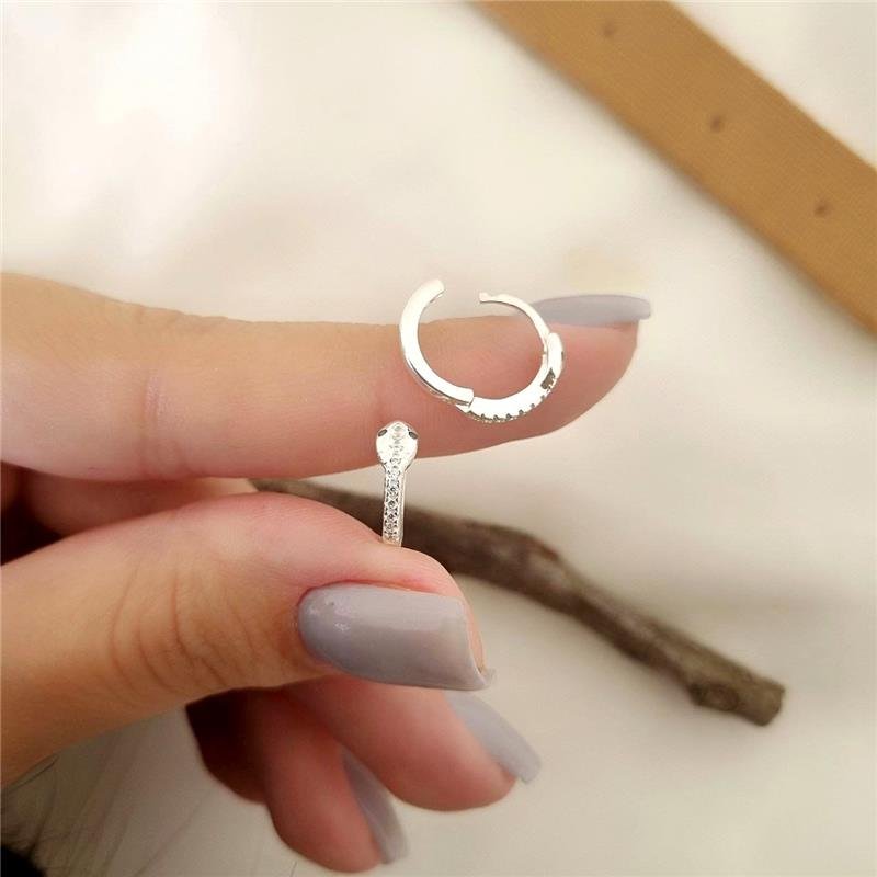 BRINCO PRATA 925 ARGOLA COBRA COM PEDRA