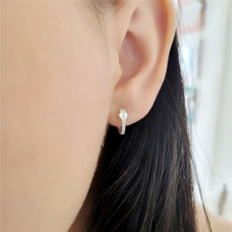 BRINCO PRATA 925 ARGOLA COBRA COM PEDRA