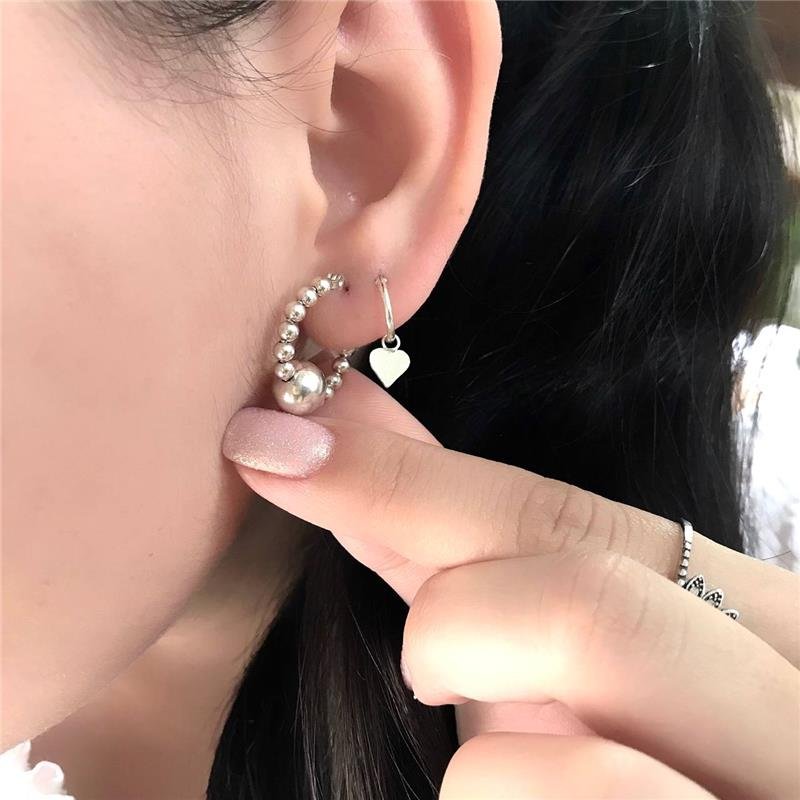 BRINCO PRATA 925 ARGOLA COM BOLINHAS