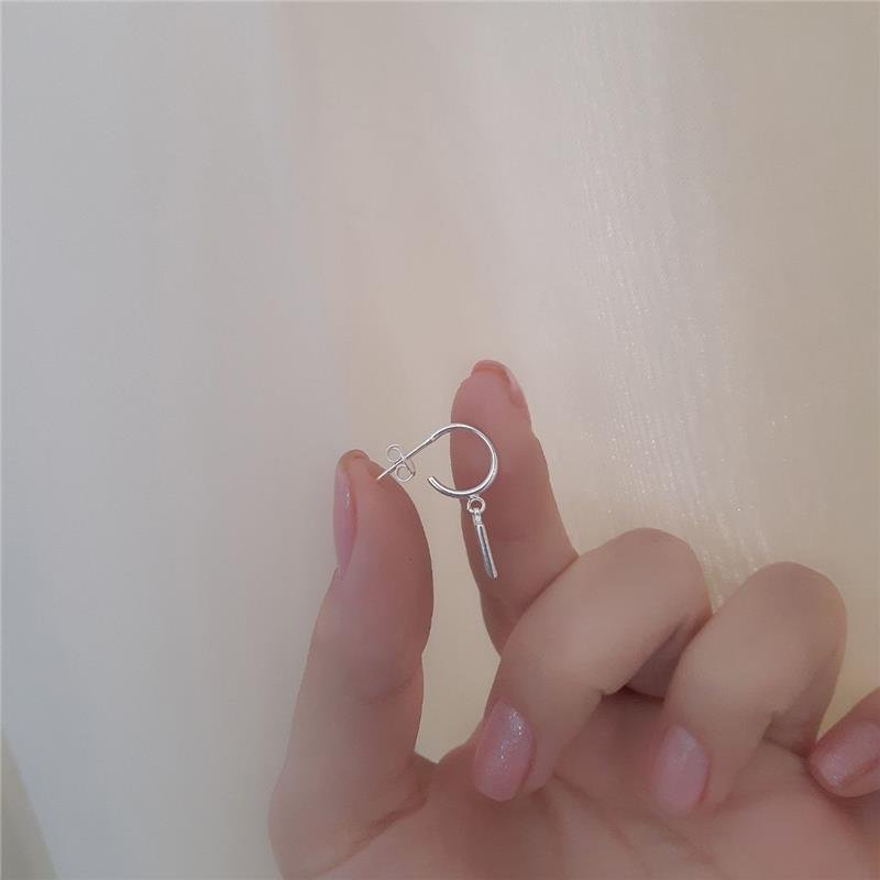 BRINCO PRATA 925 ARGOLA COM QUADRADINHO PENDURADO