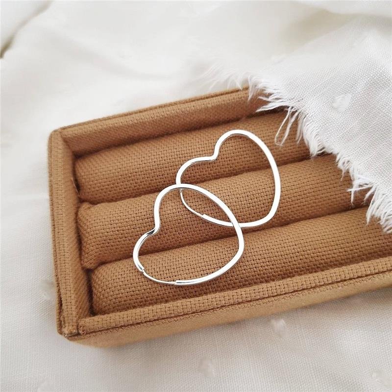 BRINCO PRATA 925 ARGOLA CORAÇÃO 2,5 CM