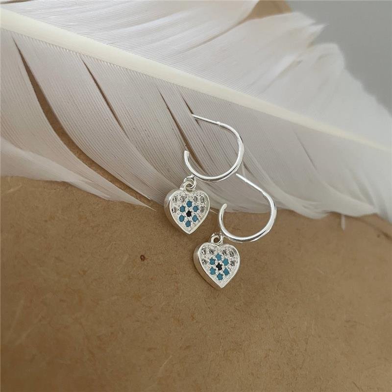 BRINCO PRATA 925 ARGOLA CORAÇÃO OLHO GREGO