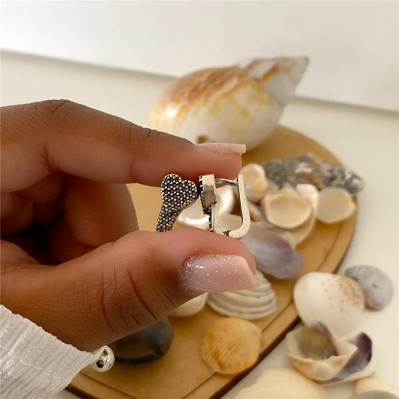 BRINCO PRATA 925 ARGOLA CORAÇÃO TRABALHADA