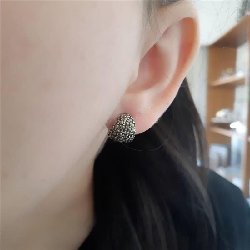 BRINCO PRATA 925 ARGOLA CRAVEJADA COM MARCASSITAS