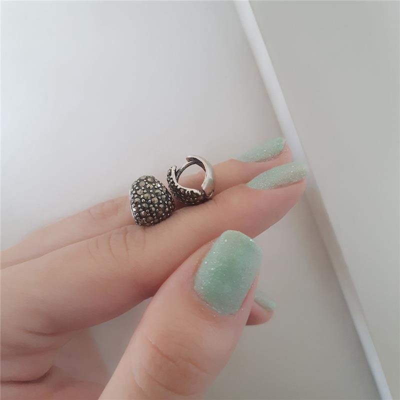 BRINCO PRATA 925 ARGOLA CRAVEJADA COM MARCASSITAS