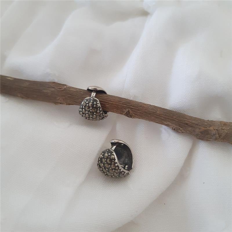 BRINCO PRATA 925 ARGOLA CRAVEJADA COM MARCASSITAS