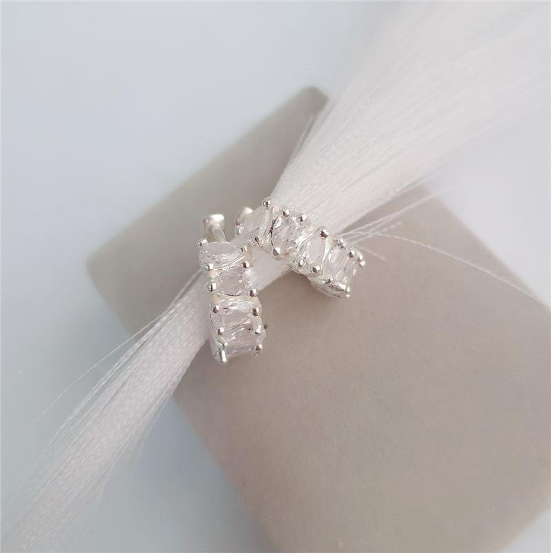 BRINCO PRATA 925 ARGOLA CRAVEJADA ZIRCONIAS GOTA