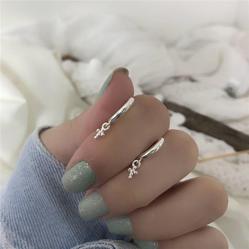 BRINCO PRATA 925 ARGOLA CRUZ PENDURADA 1,3 CM