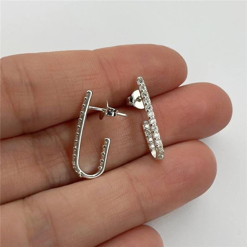 BRINCO PRATA 925 EAR HOOK CRAVEJADO MICROZIRCÔNIAS