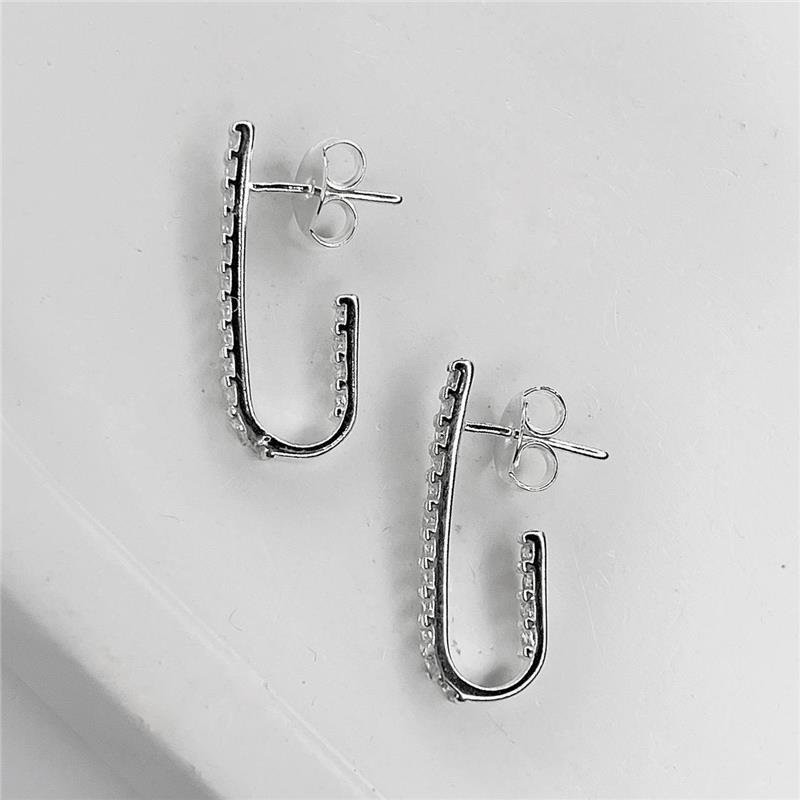 BRINCO PRATA 925 EAR HOOK CRAVEJADO MICROZIRCÔNIAS