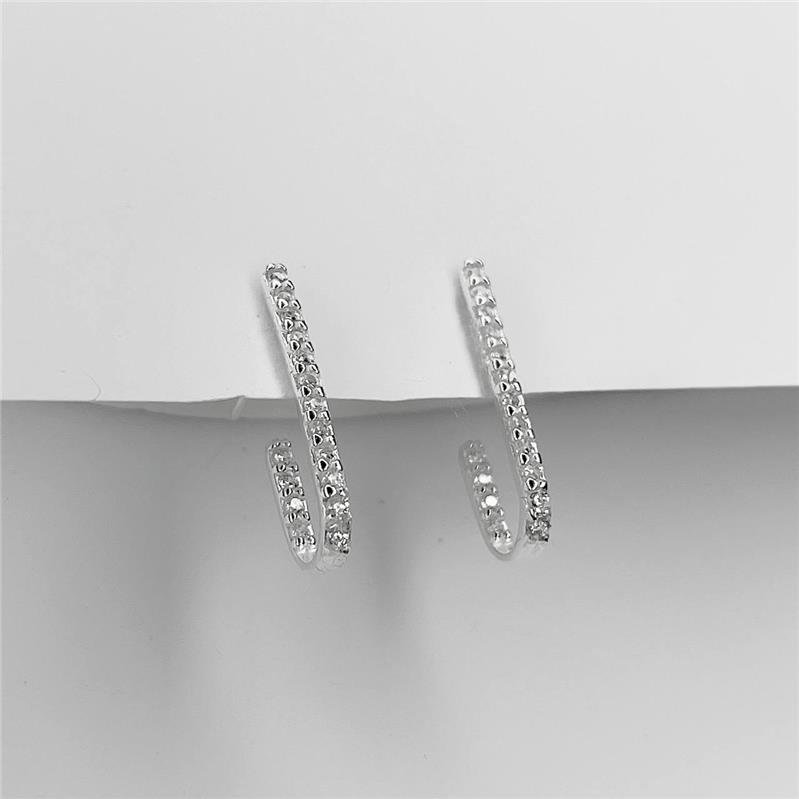 BRINCO PRATA 925 EAR HOOK CRAVEJADO MICROZIRCÔNIAS