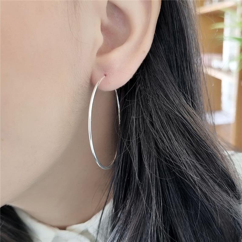 BRINCO PRATA 925 ARGOLA FINA 5 CM