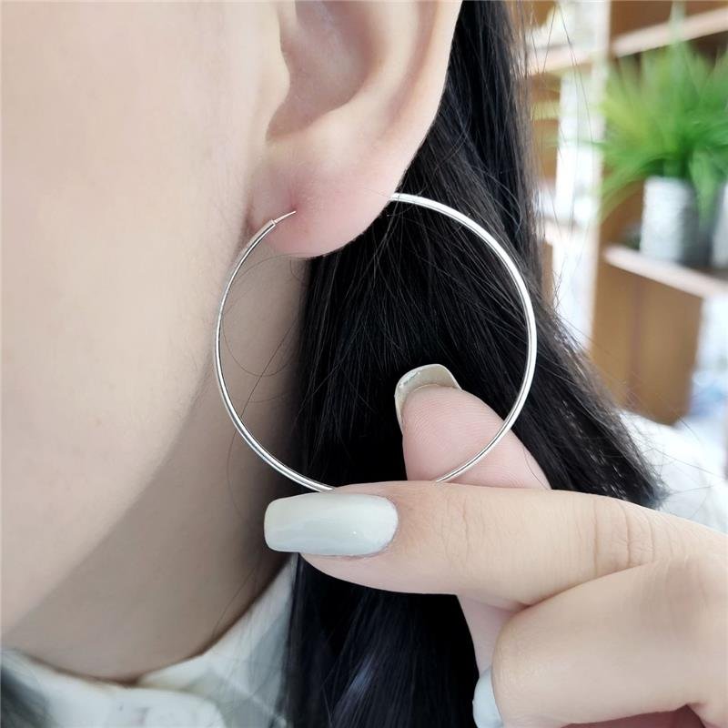 BRINCO PRATA 925 ARGOLA FINA 5 CM