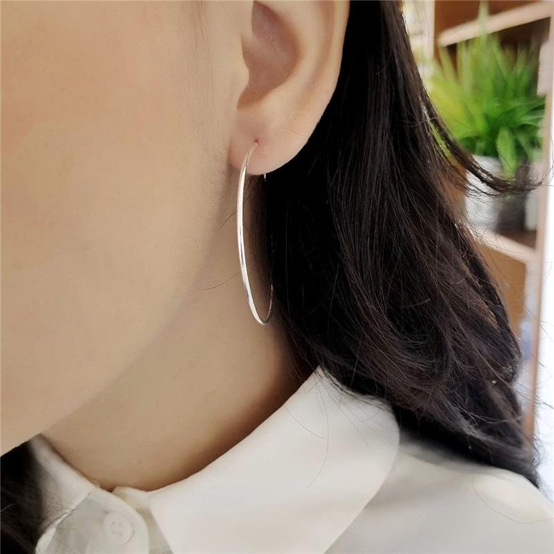 BRINCO PRATA 925 ARGOLA FINA 5 CM