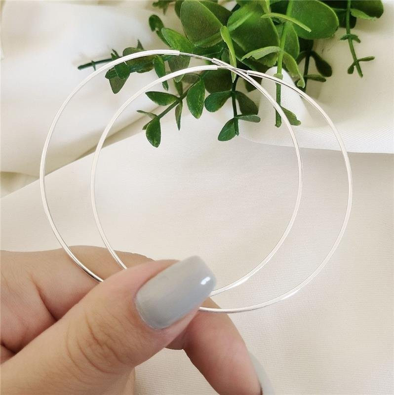 BRINCO PRATA 925 ARGOLA FINA 7 CM