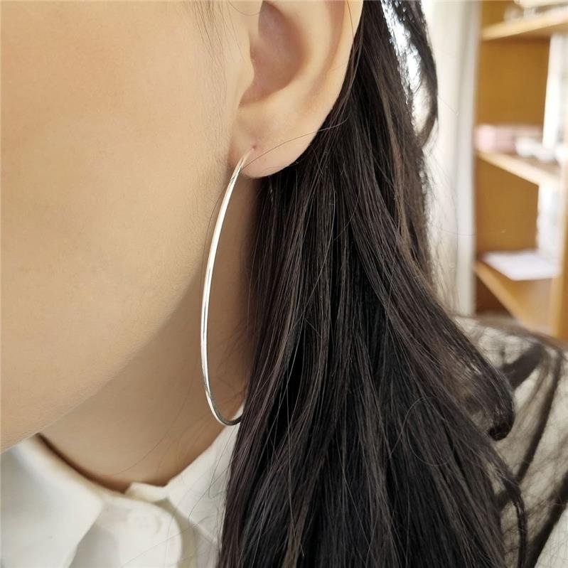 BRINCO PRATA 925 ARGOLA FINA 7 CM