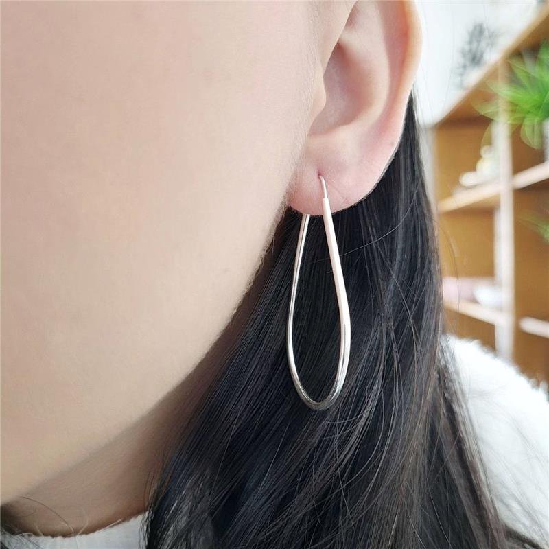 BRINCO PRATA 925 ARGOLA GOTA 3 CM