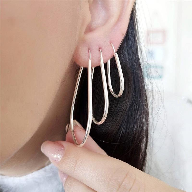 BRINCO PRATA 925 ARGOLA GOTA 3 CM