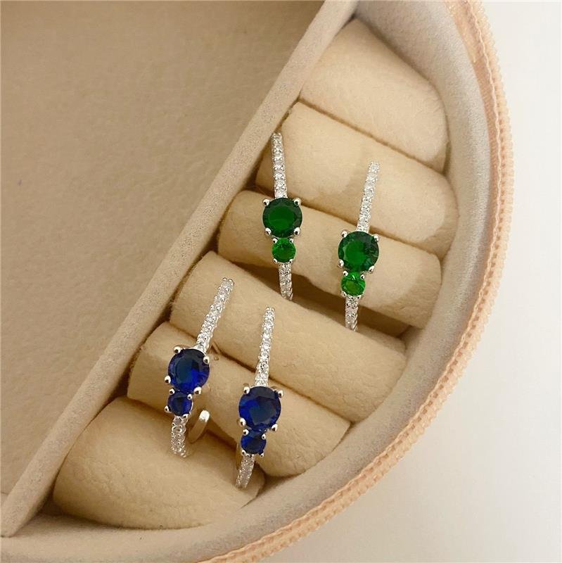 BRINCO PRATA 925 ARGOLA J CRAVEJADO ZIRCONIA CORES