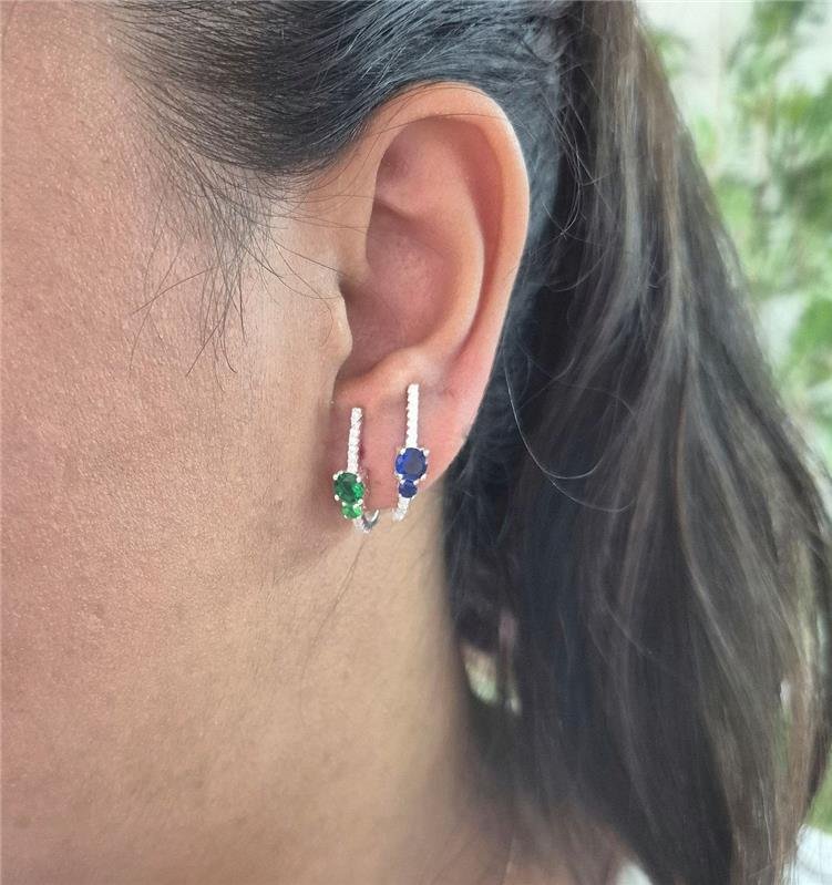 BRINCO PRATA 925 ARGOLA J CRAVEJADO ZIRCONIA CORES