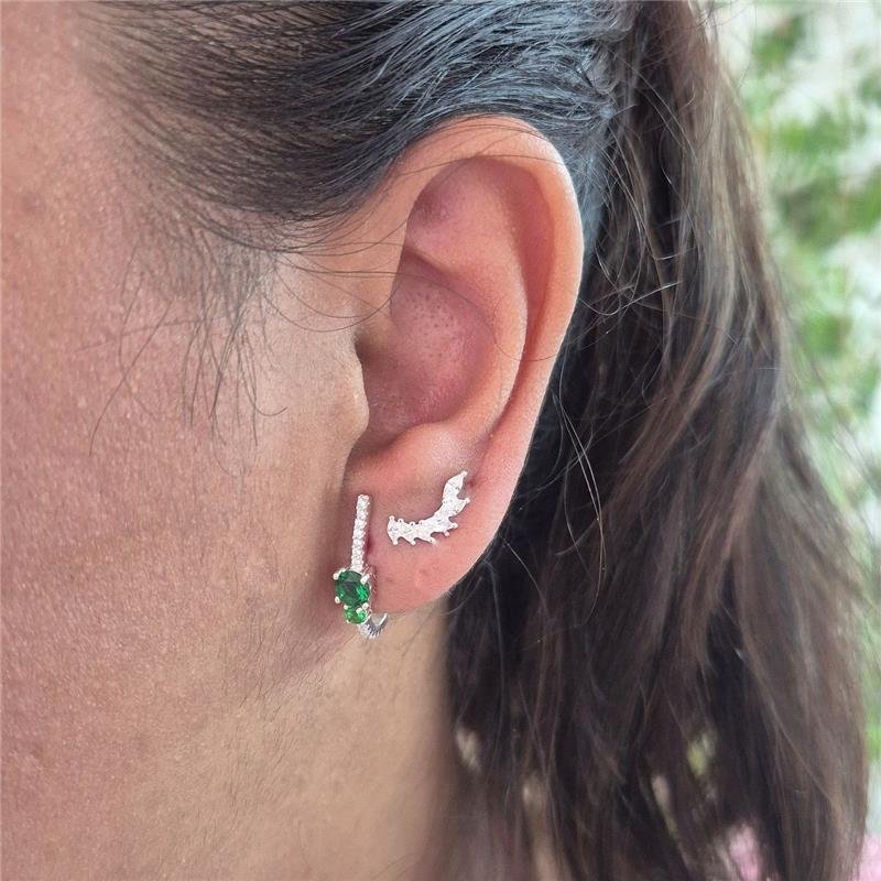 BRINCO PRATA 925 ARGOLA J CRAVEJADO ZIRCONIA CORES