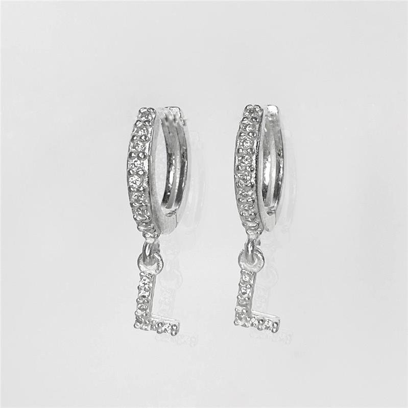 BRINCO PRATA 925 ARGOLA LETRA CRAVEJADA