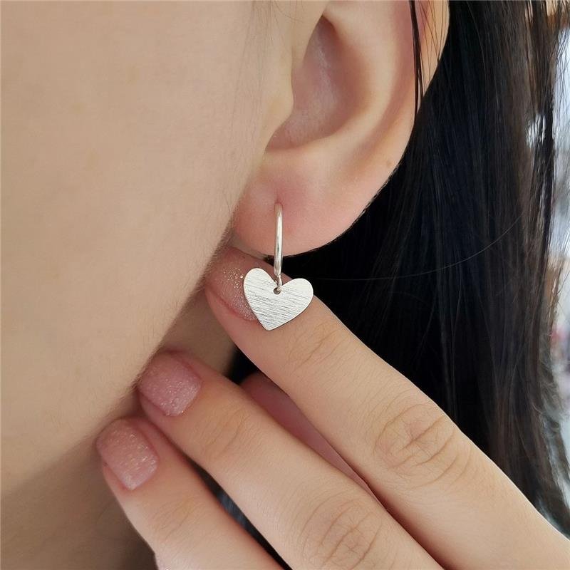 BRINCO PRATA 925 ARGOLA PINGENTE CORAÇÃO