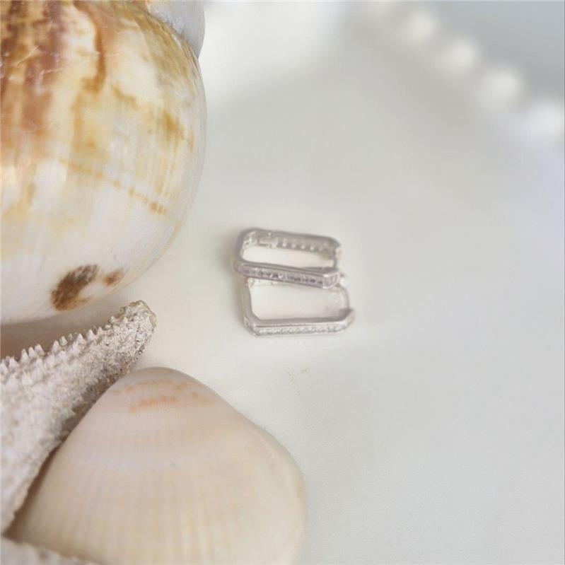 BRINCO PRATA 925 ARGOLA RETANGULAR ZIRCÔNIA