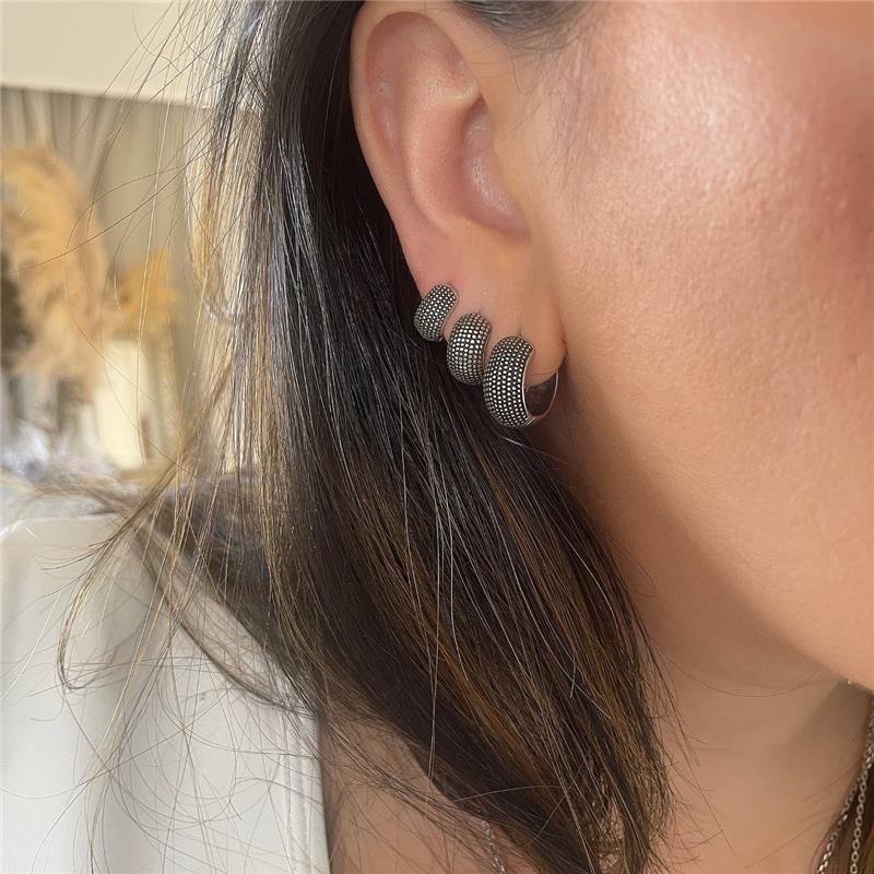 BRINCO PRATA 925 ARGOLA ROCOCÓ MÉDIO