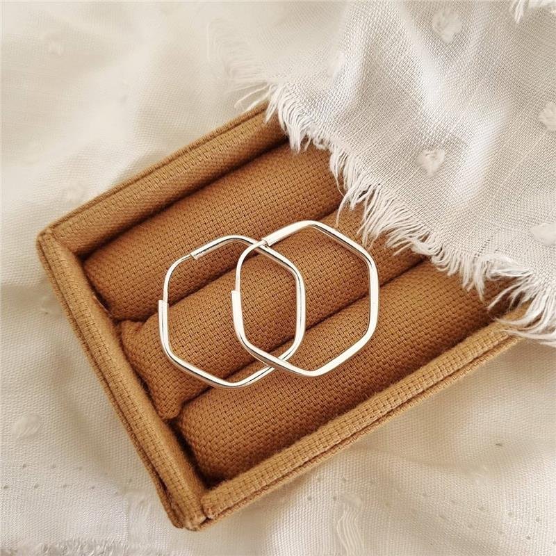 BRINCO PRATA 925 ARGOLA SEXTAVADA 2,5 CM