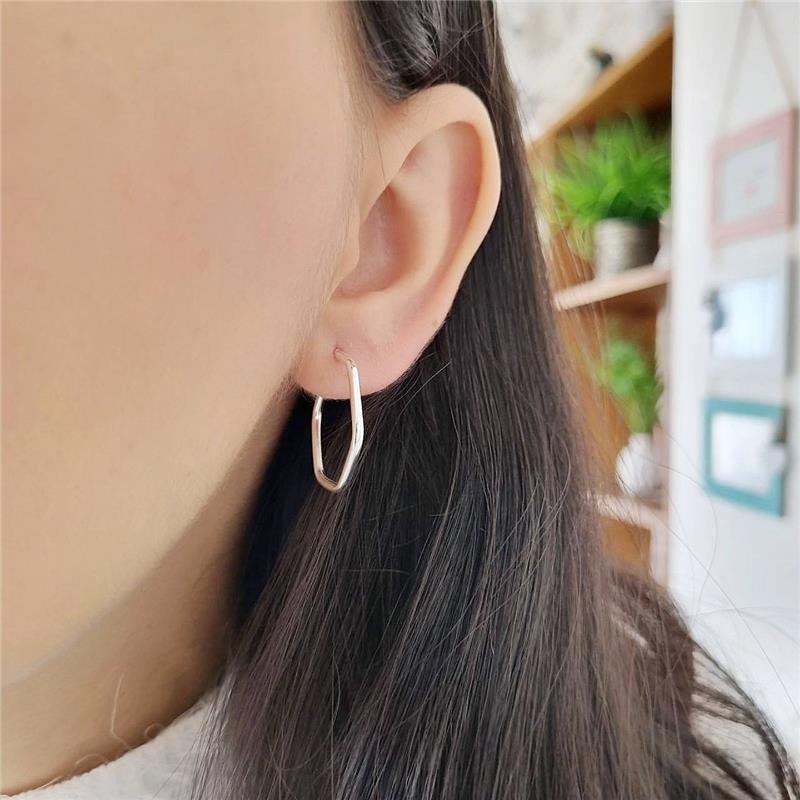 BRINCO PRATA 925 ARGOLA SEXTAVADA 2,5 CM