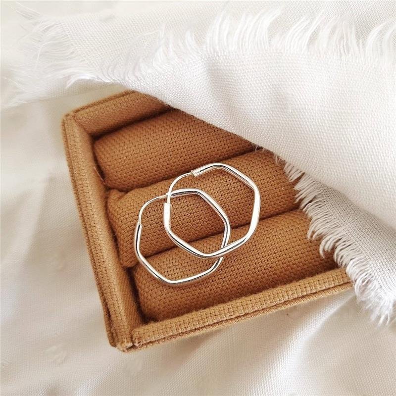 BRINCO PRATA 925 ARGOLA SEXTAVADA 2 CM