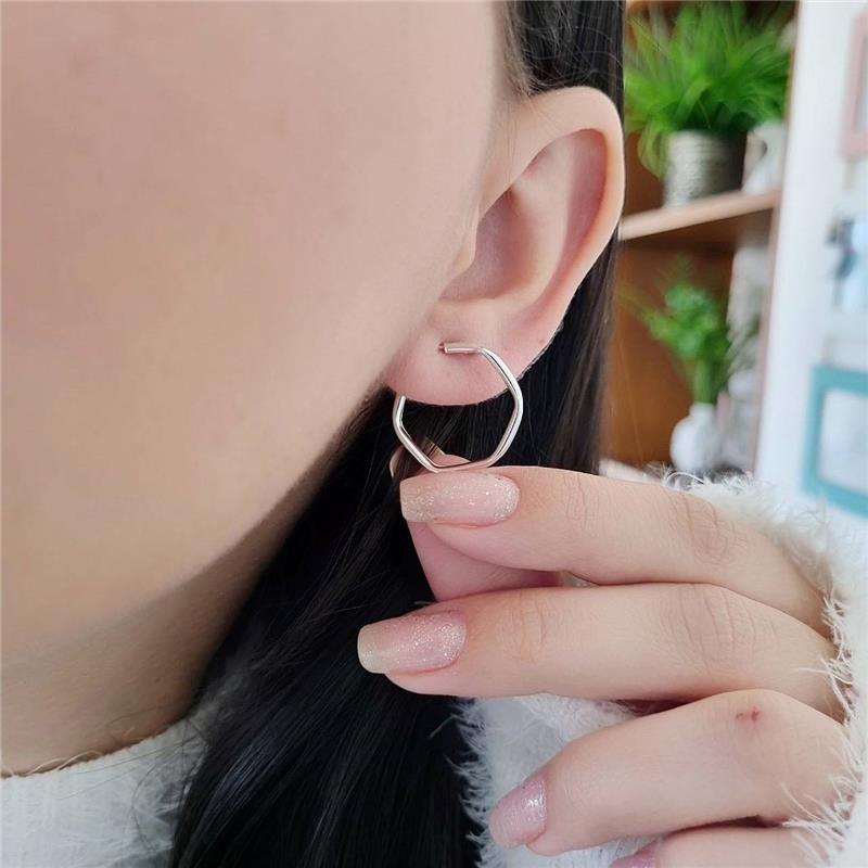 BRINCO PRATA 925 ARGOLA SEXTAVADA 2 CM