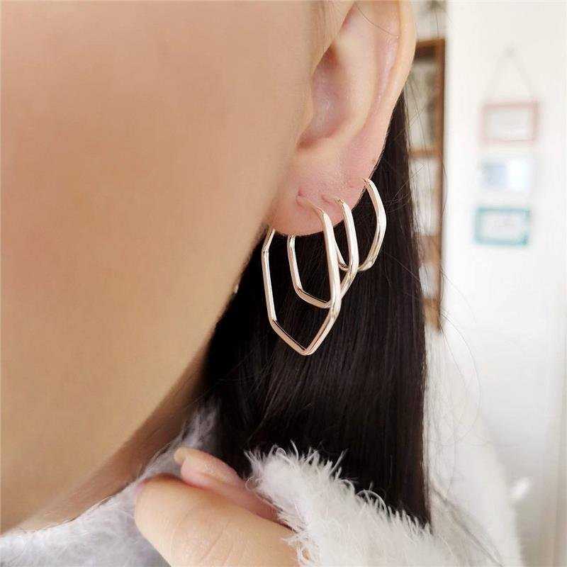 BRINCO PRATA 925 ARGOLA SEXTAVADA 2 CM