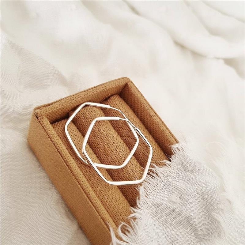 BRINCO PRATA 925 ARGOLA SEXTAVADA 3 CM