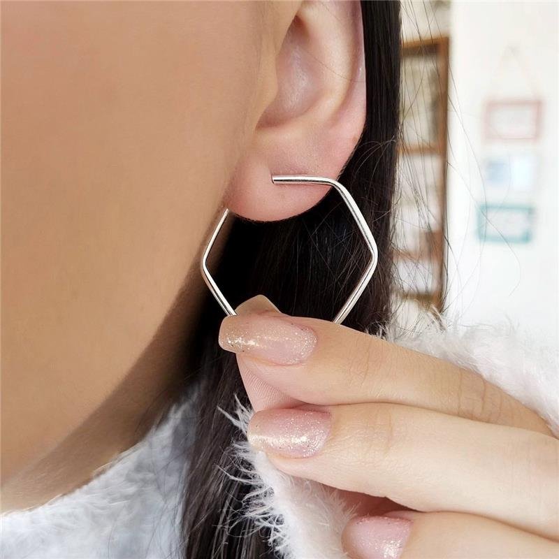 BRINCO PRATA 925 ARGOLA SEXTAVADA 3 CM