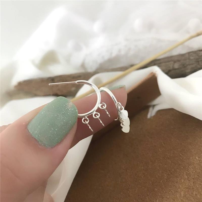 BRINCO PRATA 925 ARGOLA TRÊS CORAÇÕES GRANDE