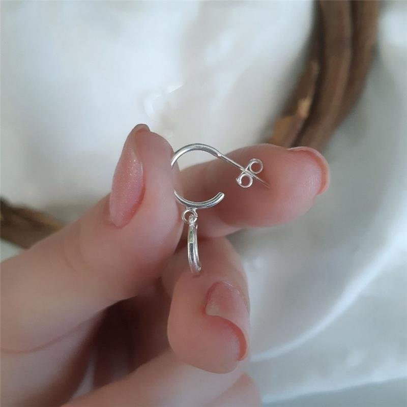 BRINCO PRATA 925 ARGOLINHA LUA PENDURADA